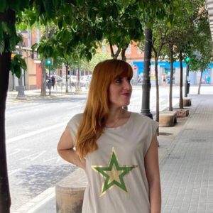 Vestido estrella beige