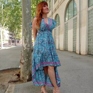 Vestido boho aguamarina